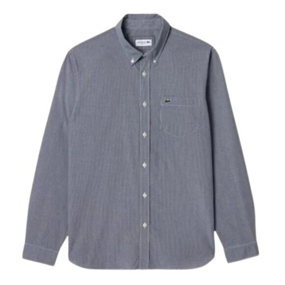 Lacoste blue plaid long sleeve button-down shirt size L - Picture 1 of 4